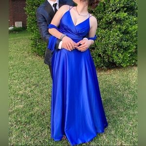 Royal Blue Prom Dress with pockets